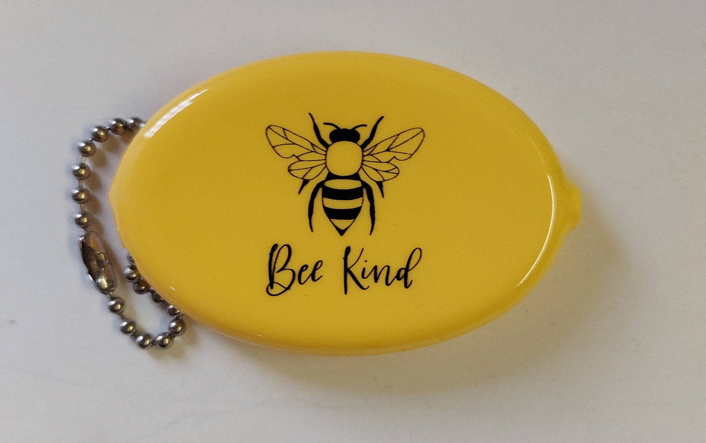 Oval Rubber Vinyl Squeeze Coin Pouch Purse w/Chain