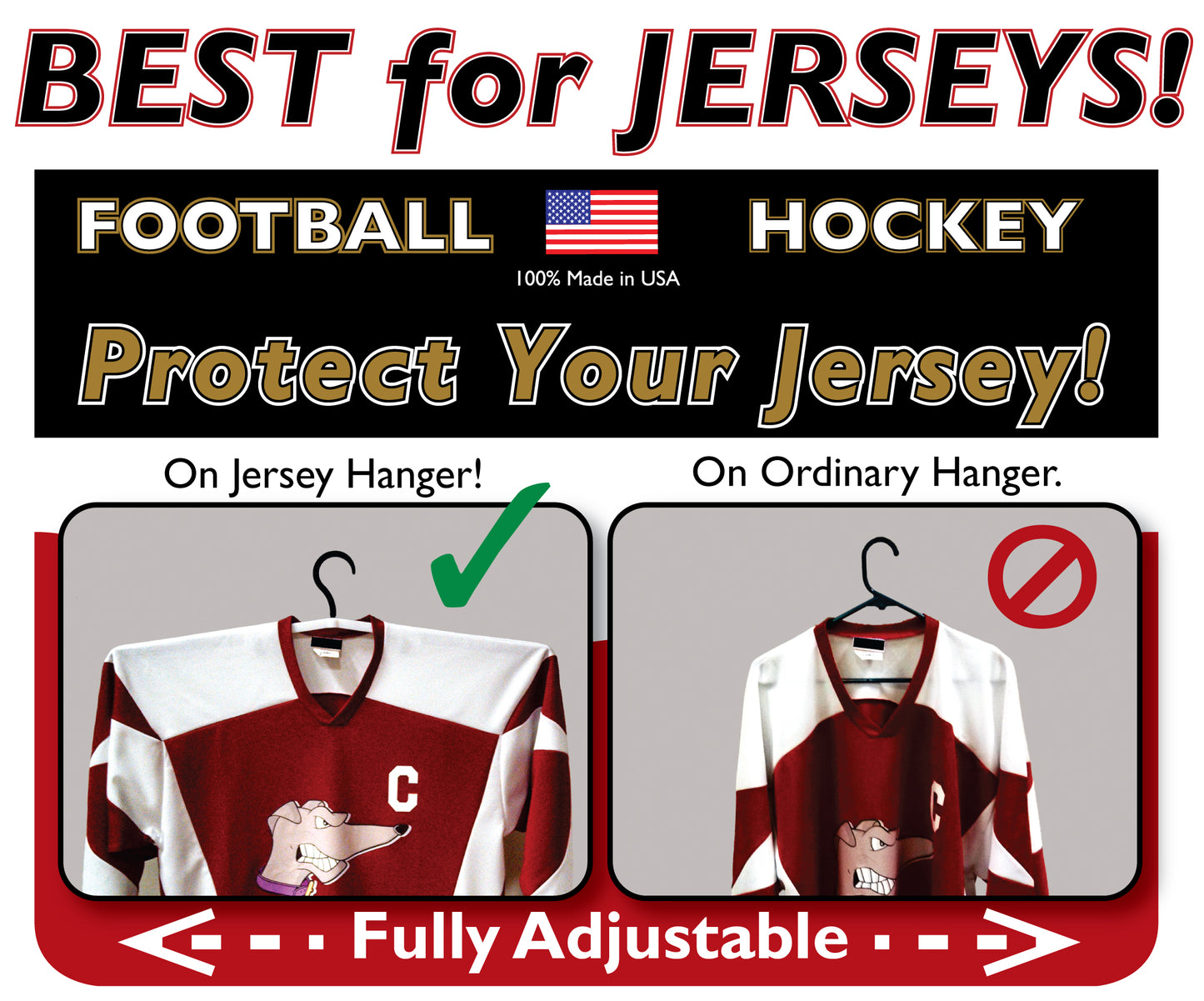 Adjustable Hockey Jersey Garment Hanger (pack of 2)