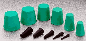 Solid Tapered Rubber Laboratory Stoppers, Bungs, Plugs